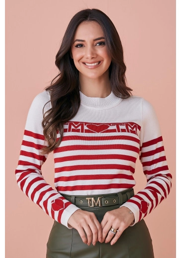 Blusa Cleo Em Couro PU Vermelha Tata Martello Outono/Inverno 2024