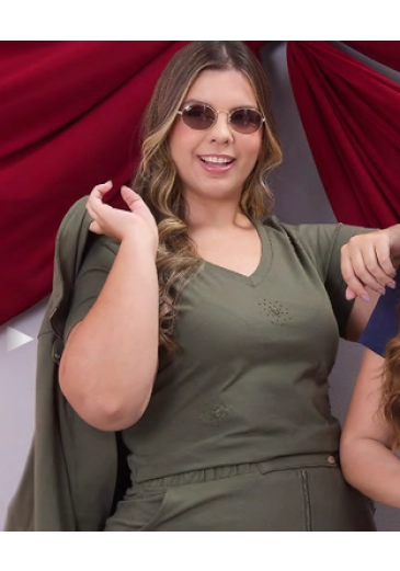 Blusa Lua Em Malha De Algodão Verde Militar Hapuk Outono/Inverno 2026