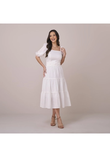 Vestido Natalia Em New Positano Branco Tatá Martello  Primavera/Verão 2026