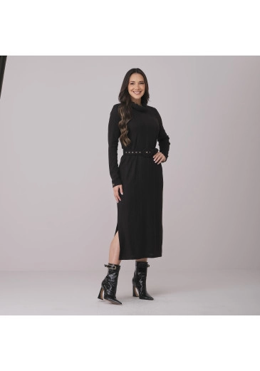 Vestido Jessica Em Malha Rib Preto Tata Martello Outono/Inverno 2026