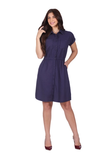 Vestido Priscila Em Linho Azul Marinho Hapuk Outono/Inverno 2025