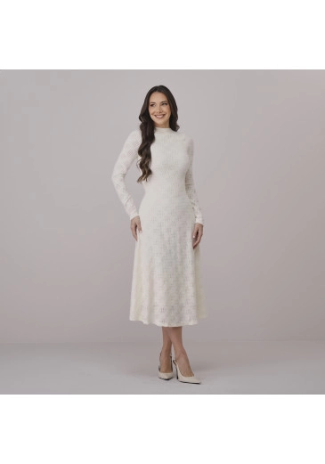 Vestido Maisa Em Malha Texturizada Pelinhos Branco Tata Martello Outono/Inverno 2026