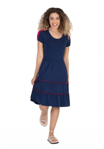Vestido Laura Em Malha Azul Marinho Hapuk Alto Verão 2024