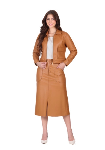  Jaqueta Débora Em Aspecto Couro Caramelo Hapuk Primavera/Verão 2026