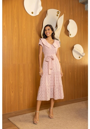 Vestido Nayandra Em Venice Jacguard Rose Jany Pim Primavera/Verão 2026