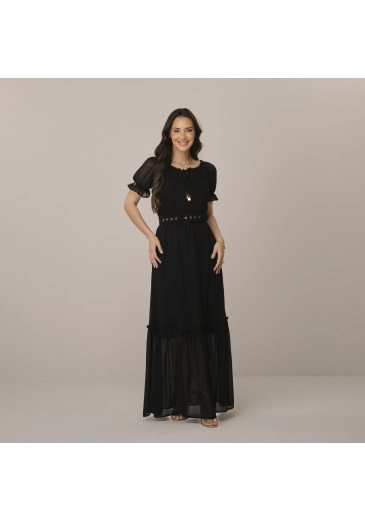 Vestido Katia Em Crepe Michelangelo Preto Tatá Martello Primavera/Verão 2027