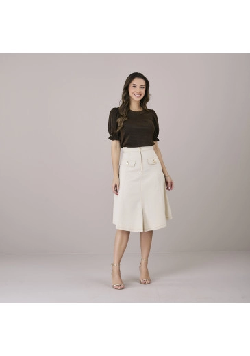 Saia Jeans Com Elastano Off White Tata Martello Alto Verão 2025