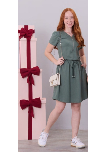 Vestido Debora Em Malha Maquinetada Verde Hapuk Outono/Inverno 2026