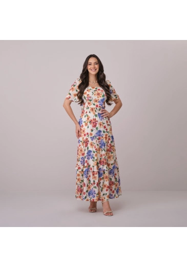 Vestido Daniely Em Ava Print Branco Tata Martello Primavera/Verão 2026