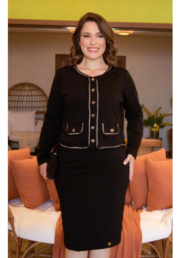 Conjunto Olivia Em Malha Paris Preto Maria Amore Outono/Inverno 2026