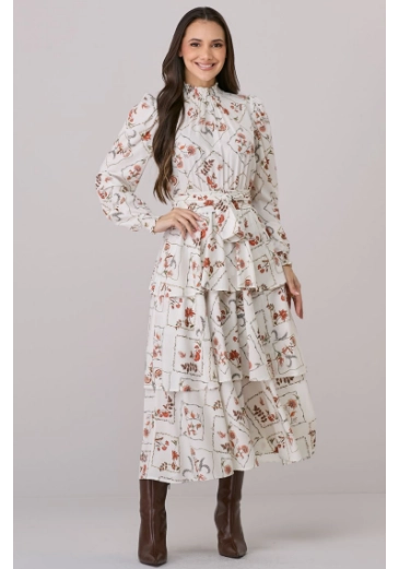 Vestido Regina Em Crepe Gloss Off Tata Martello Outono/Inverno 2026