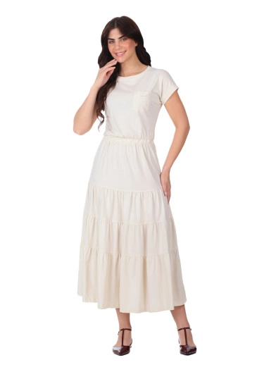 Vestido Selma Em Malha De Algodão Bege Claro Hapuk Primavera/Verão 2026
