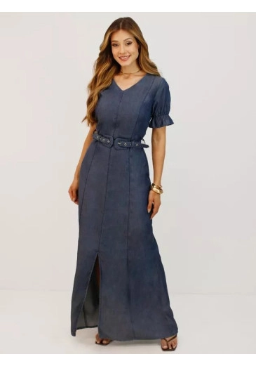 Vestido Elisane Em Linho Off White Nitido Primavera/Verão 2026