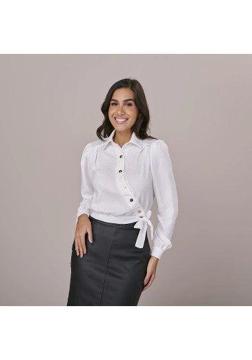 Camisa Mariele Em Crepe Flow Branca Tatá Martello Outono/Inverno 2025
