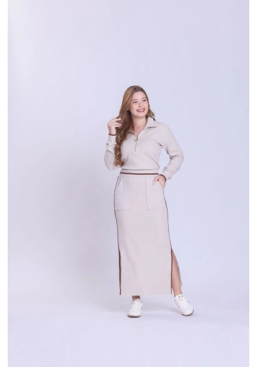 Conjunto Rute Em Malha Texturizada Bege Hapuk Outono/Inverno 2026