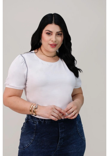 T-shirt Jaqueline Em Malha Branca Nítido Alto Verão 2025