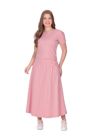 Conjunto Marleide Em Malha Texturizada Rose Hapuk Primavera/Verão 2026
