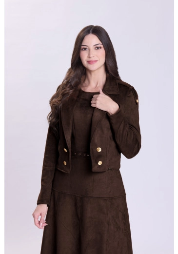 Jaqueta Cibele Em Malha Suede Marrom Hapuk Outono/Inverno 2026