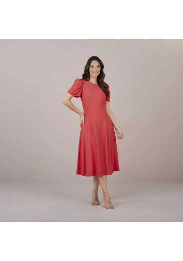 Vestido Gabriely Em Crepe Coral Tatá Martello Outono/Inverno 2025