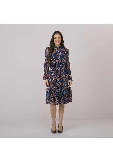 Vestido Mariele Em Crepe Azul Tata Martello Outono/Inverno 2026