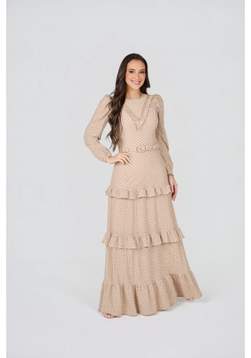 Vestido Rose Em Malha Laise Bege Tata Martello Primavera/Verão 2027