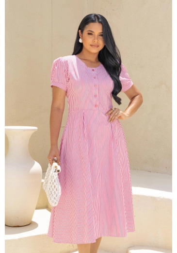 Vestido Débora Em Tricoline Rosa Maria Amore Primavera/Verão 2026