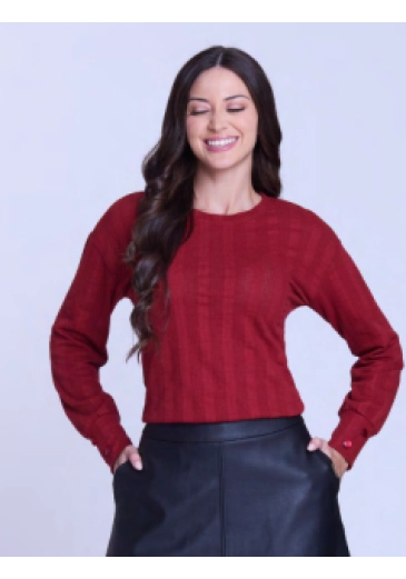 Blusa Jaqueline Em Malha Tricot Bordo Hapuk Outono/Inverno 2026