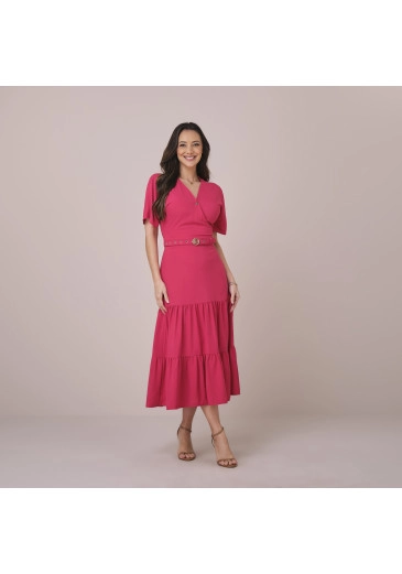 Vestido Emanuelly Em Crepe Maresia Com Toque De Seda Rosa Tatá Martello Primavera/Verão 2026