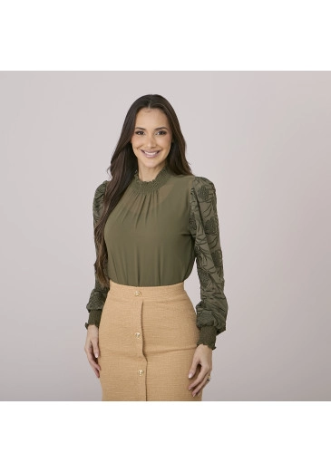 Blusa Tereza Em Chifon Verde Tata Martello Outono/Inverno 2026