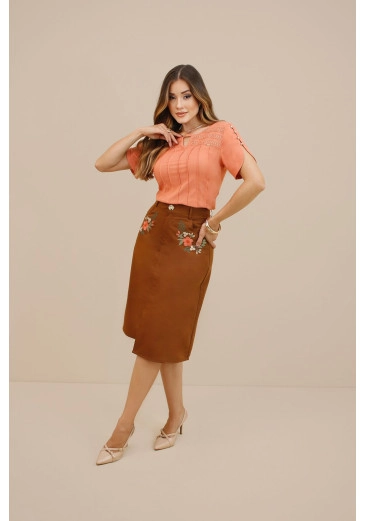Blusa Aquila Em Viscolinho Salmão Nitido Outono/Inverno 2026