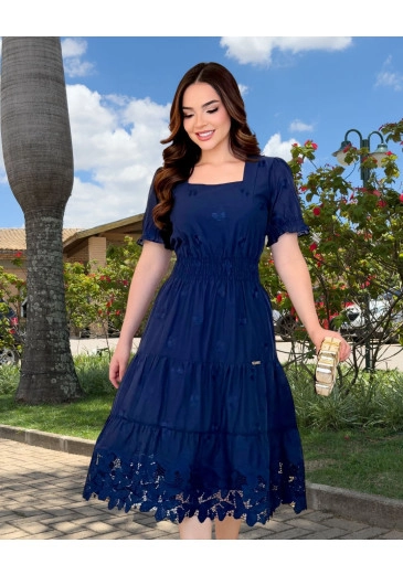 Vestido Luma Em Azul Marinho Maria Amore Primavera/Verão 2027