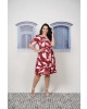 Vestido Estampado com Bolso Vinho Boutique K