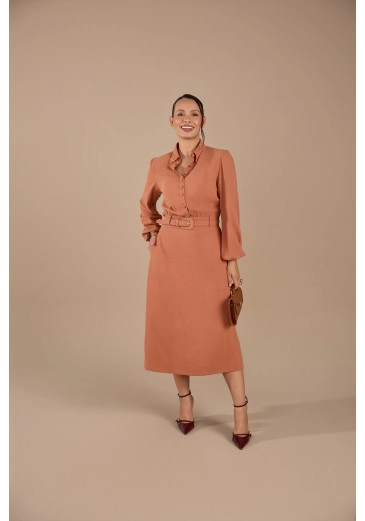 Vestido Gabriely Em Vancouver Marrom Jany Pim Outono/Inverno 2026