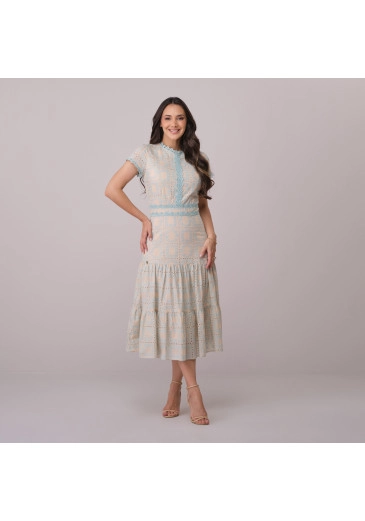 Vestido Bela Em Algodão Bordado Off White Tata Martello Primavera/Verão 2026