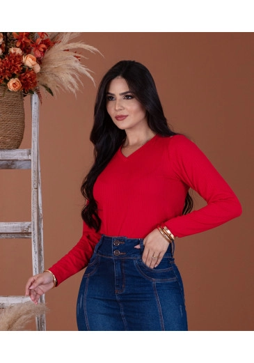 Blusa Em Malha Vermelho Mulher Morena Outono/Inverno 2025