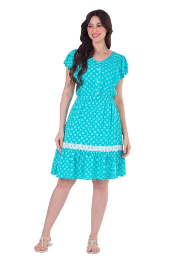 Vestido Elysia Em Tecido Plano Detalhe Em Guipir Azul Hapuk Primavera/Verão 2025