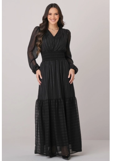 Vestido Catharina Em Crepe Preto Tata Martello Outono/Inverno 2026