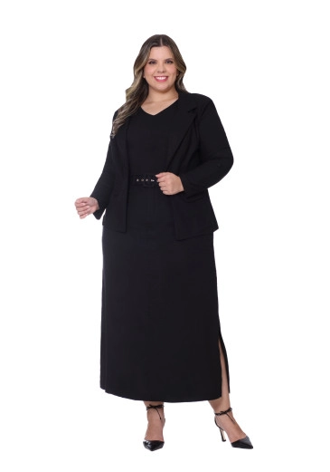 Blazer Cintia Em Linho Preto Hapuk Outono/Inverno 2025