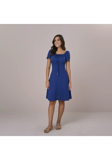 Vestido Elza Em Malha Trico Azul Tatá Martello Outono/Inverno 2025