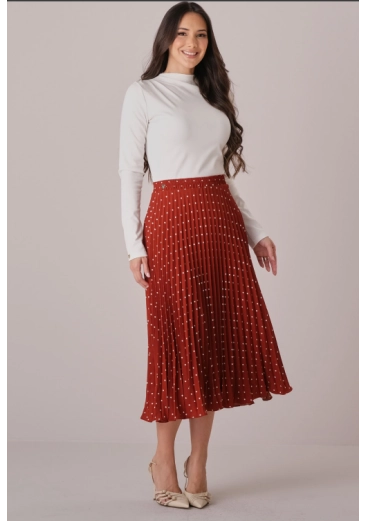Saia Vitoria Em Crepinho Plissado Vermelho Tata Martello Outono/Inverno 2026