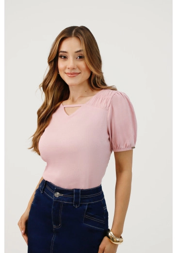 Blusa Jasmin Em Viscolinho Rosa Nítido Primavera/Verão 2026
