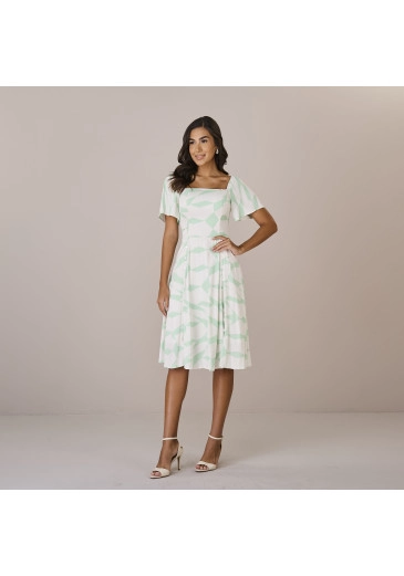 Vestido Leticia Em Viscolinho Verde Tatá Martello Outono/Inverno 2025