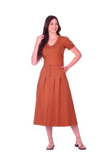  Conjunto Marcela Em Malha Caramelo Hapuk Primavera/Verão 2027