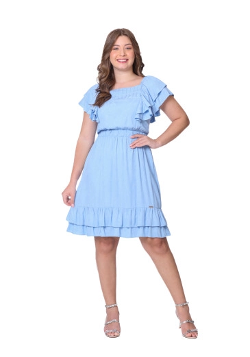 Vestido Juliane Azul Com Nervuras Hapuk Outono/Inverno 2025