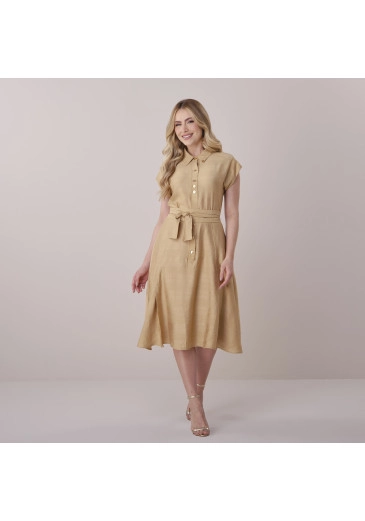 Vestido Beatriz Em Crepe Yorio Bege Tata Martello Primavera/Verão 2026