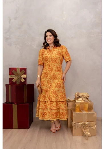 Chemissie Longo Em Laise Estampado Luciana Pais Alto Verão 2025