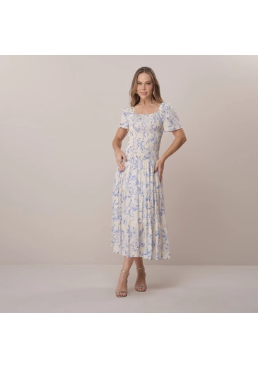Vestido Ludmila Em Viscose Azul Tata Martello Primavera/Verão 2026