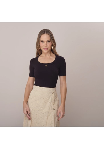 Blusa Paty Em Malha Preta Tata Martello Primavera/Verão 2026