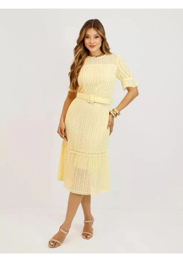 Vestido Jane Em Renda Amarela Nitido  Primavera/Verão 2026