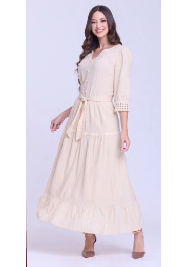 Vestido Ameli Em Tecido Plano Bege Hapuk  Outono/Inverno 2026